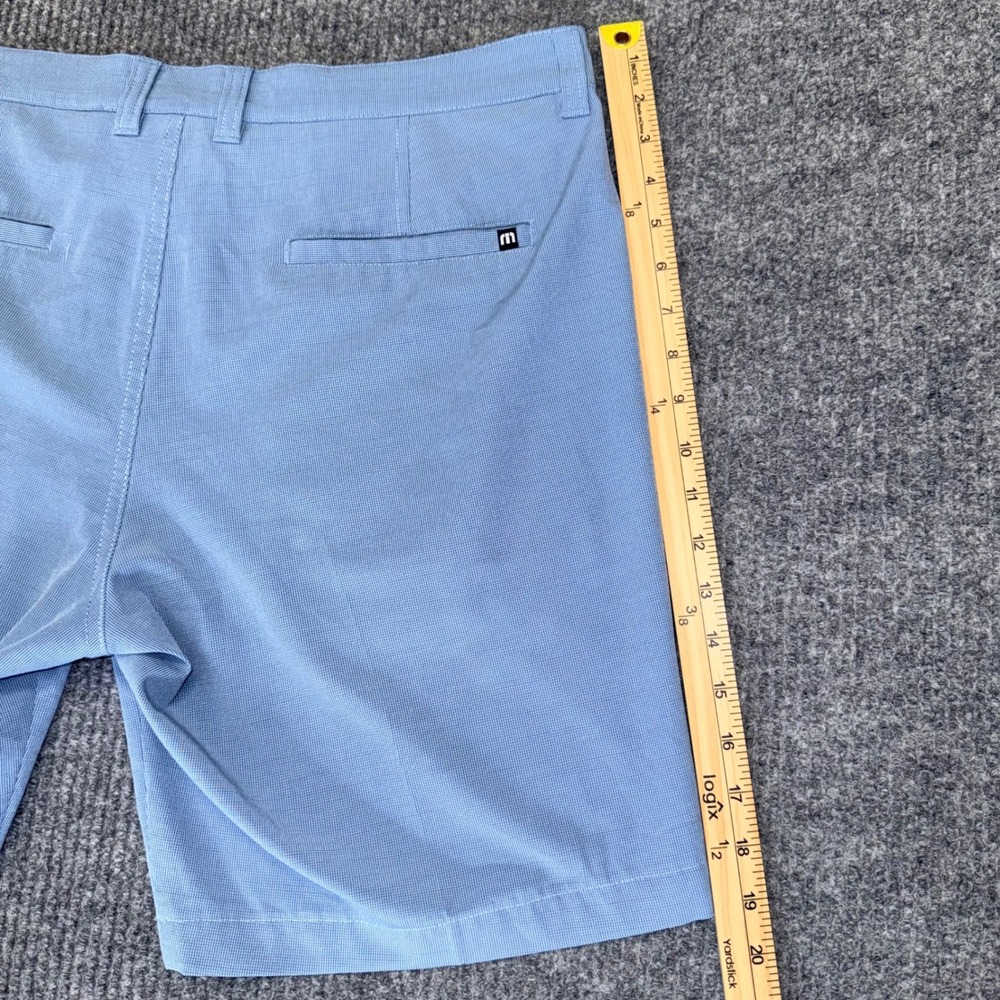 TravisMathew Mens Golf Shorts Blue Micro Check Stretch Performance Size 36 - Picture 7 of 10